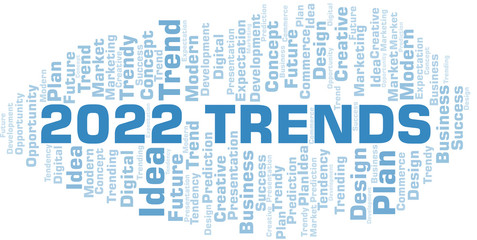 2022 Trends word cloud. Wordcloud made with text only.