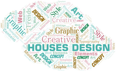 Fototapeta premium Houses Design word cloud. Wordcloud made with text only.