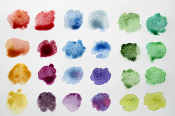 Color palette of watercolor stains