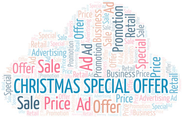Fototapeta premium Christmas Special Offer word cloud. Wordcloud made with text only.
