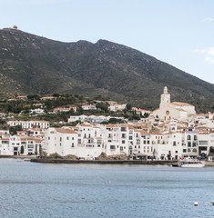 View of a typical whitewashed village of. Spanish Mediterranean. catalonia,