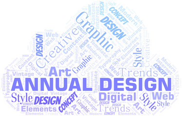 Annual Design word cloud. Wordcloud made with text only.