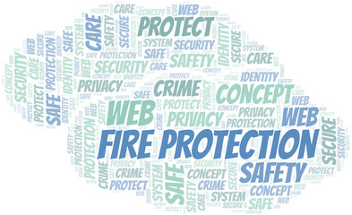 Fototapeta premium Fire Protection word cloud. Wordcloud made with text only.