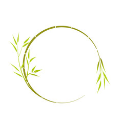  bamboo branch. Round place for your text, bamboo branch, vector. - obrazy, fototapety, plakaty
