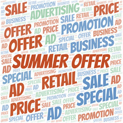 Summer Offer word cloud. Wordcloud made with text only.