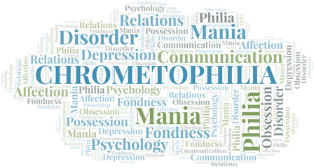 Fototapeta premium Chrometophilia word cloud. Type of Philia.