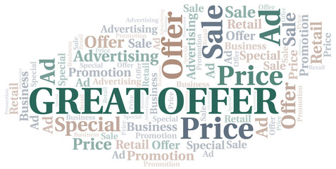 Great Offer word cloud. Wordcloud made with text only.