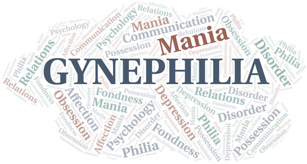 Gynephilia word cloud. Type of Philia.
