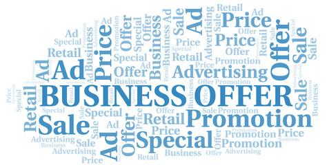 Business Offer word cloud. Wordcloud made with text only.