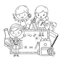 Boy and girls kid of school design