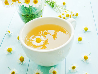Camomile flowers tea