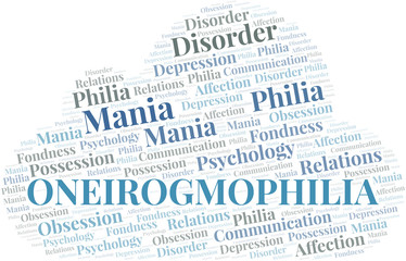 Oneirogmophilia word cloud. Type of Philia.