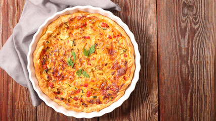 vegetable quiche, top view