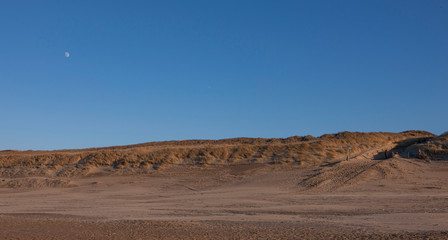 Dunes at Dutch coastKatwijk aan Zee Netherlands. Church