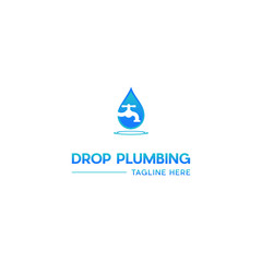 water tap icon vector illustration logo template, Plumbing service logo in blue, plumbing symbol on white with text. Vector illustration.