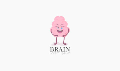 brain cartoon character holding his stomach from laughing. Vector illustration