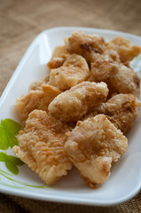 Malaysian style battered and deep fried dory fish cubes.