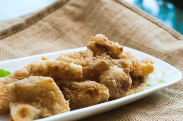 Malaysian style battered and deep fried dory fish cubes.