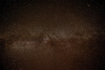 Sky full of stars and Milky Way. Nightime scene in himalayan mountains and starry sky in Nepal, Manaslu, Himalayas. Night landscape with bright milky way. 