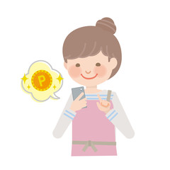 若い女性（主婦）のポーズ（ポイント獲得）