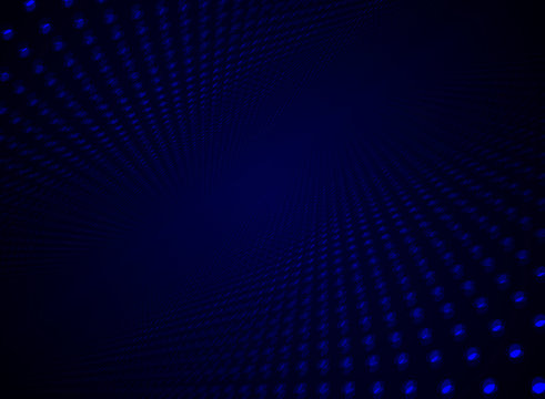Abstract technology futuristic data visualization particle dynamic blue dots pattern on darkness background and texture with copy space. © phochi