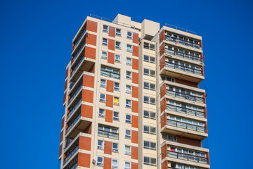 Exterior of a residential tower blocks around Canada Water in London