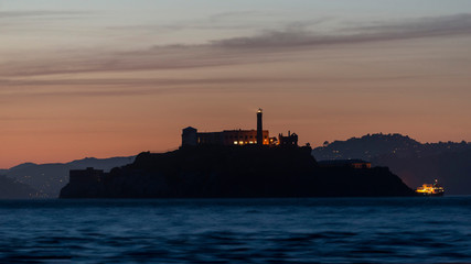 Alcatraz Island during blue hour, San Francisco, California