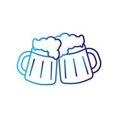 Two mugs of beer vector icon