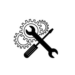 Crossed wrench and screwdriver with gears