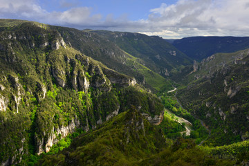 Fototapeta na wymiar Les gorges du Tarn depuis le Point-sublime de St-Georges-de-Lévéjac (48500), département de la Lozère en région Occitanie, France