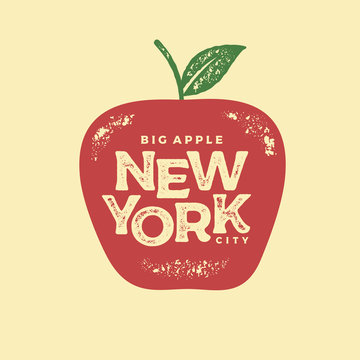 New York big apple red print Vector illustration