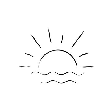 Sunset or sunrise vector icon on white background