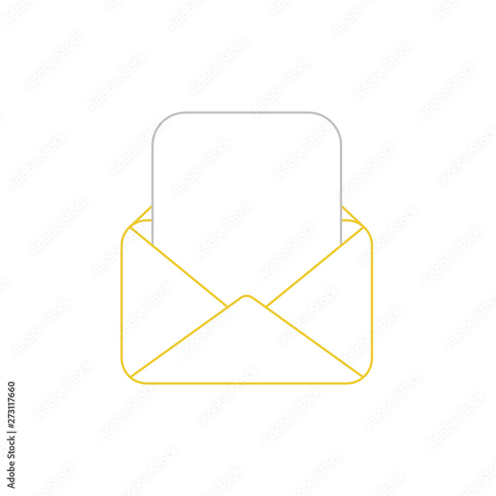 Poster vector icon of opened mail envelope with blank paper.