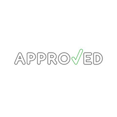 Vector icon concept of approved word with check mark.