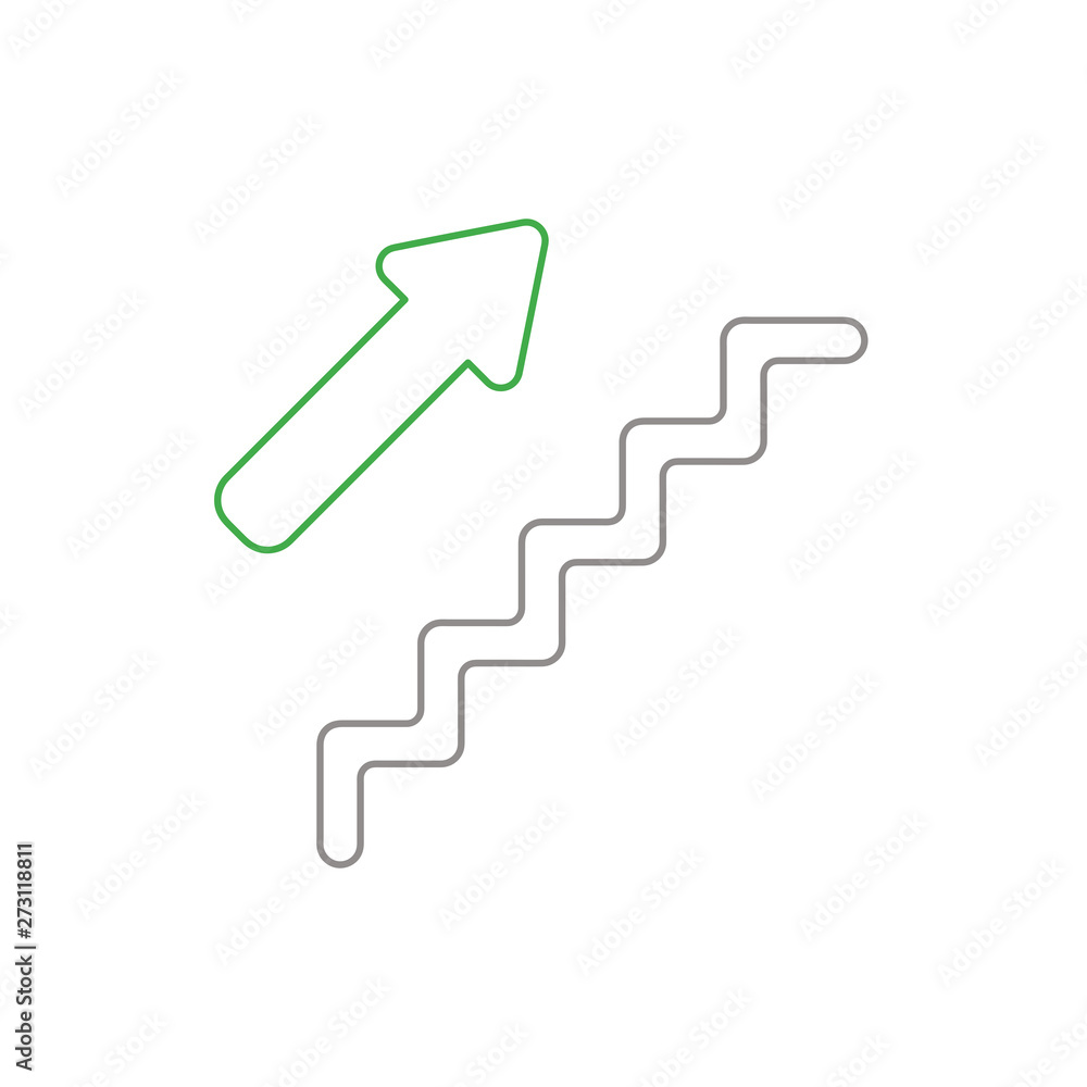 Poster vector icon concept of stairs with arrow pointing up.