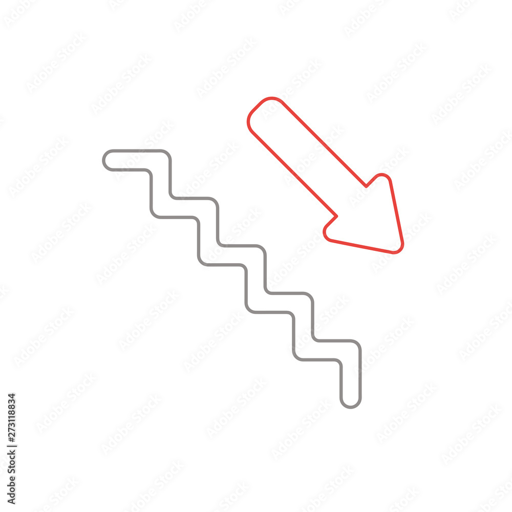 Poster vector icon concept of stairs with arrow pointing down.