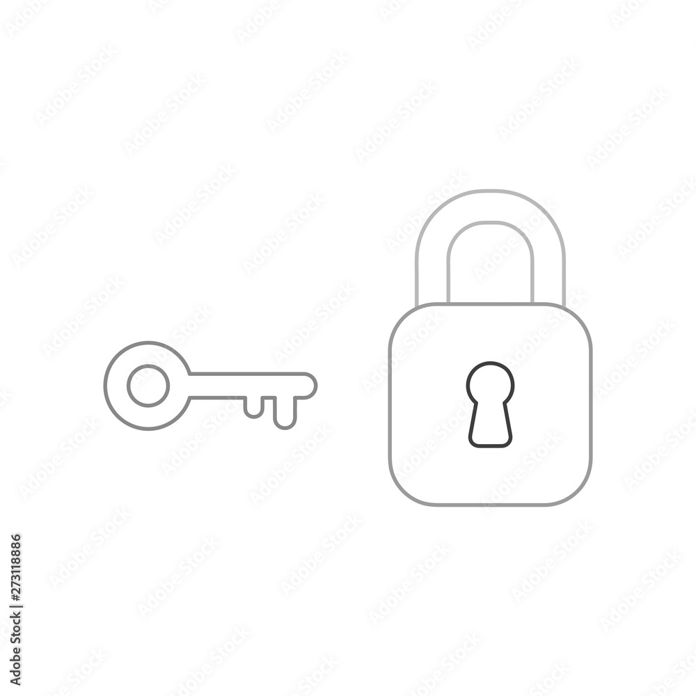 Poster vector icon concept of closed padlock with key.