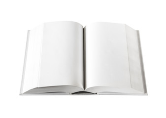 Open blank dictionary, book isolated on white