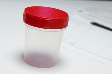  empty urine container, testing