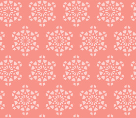 Living coral seamless geometric pattern. Color of the 2019 year. Vector repeating texture for fabric design, cloth, textile.