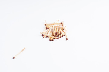 The matches are isolated on a white background.Copy space