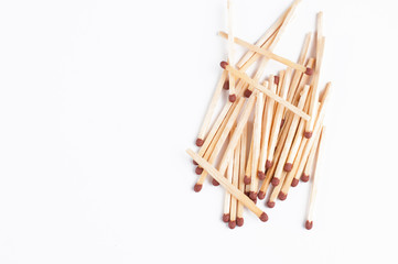 The matches are isolated on a white background.Copy space