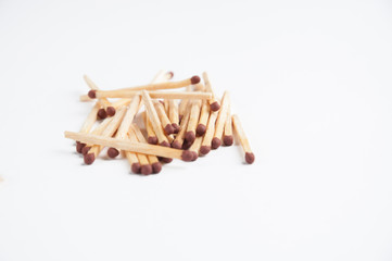 The matches are isolated on a white background.Copy space