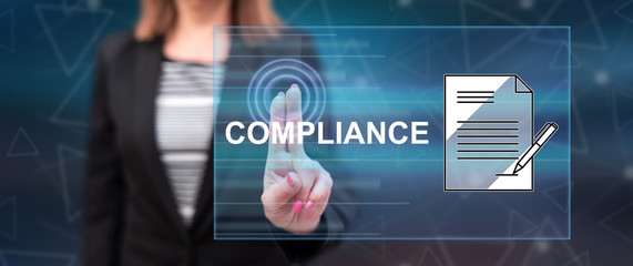 Woman touching a compliance concept