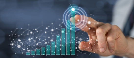 Man touching a business success concept