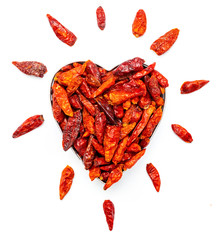 Cayenne chilli in the shape of a heart. For those who love spicy. Passion for the spicy. Love for...