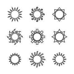 Vector sun icon set isolated