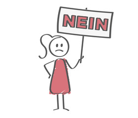 Stick Figure - Frau mit Schild - Nein