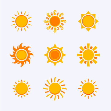 Vector sun icon set isolated