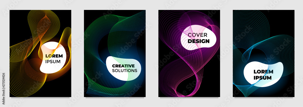Aufkleber modern abstract design covers set. colorful bright color halftone geometric line pattern gradient te